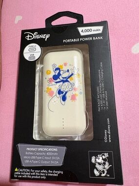 Disney Minnie Mouse Portable Power Bank in Cream and Blue